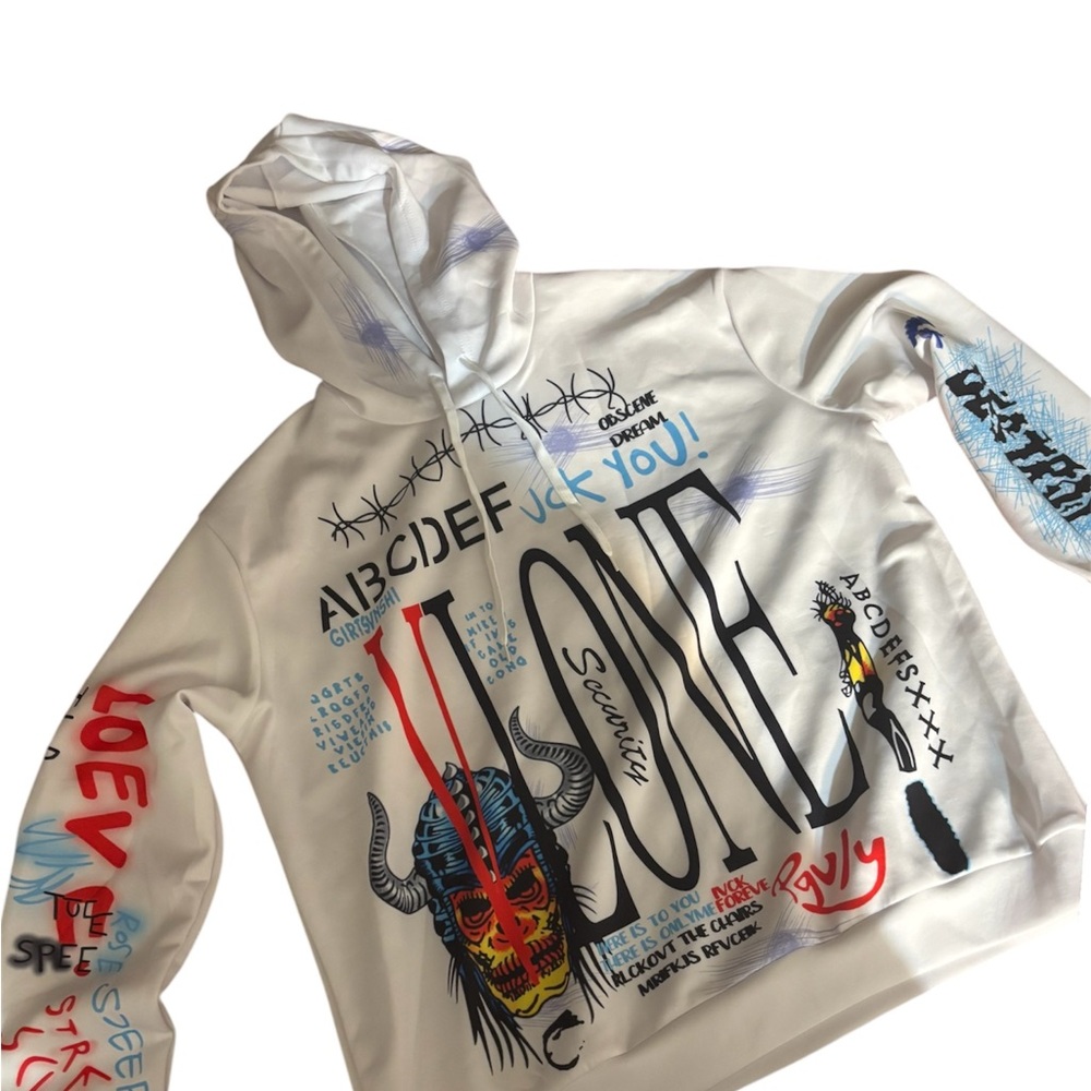 Graphic White Hoodie